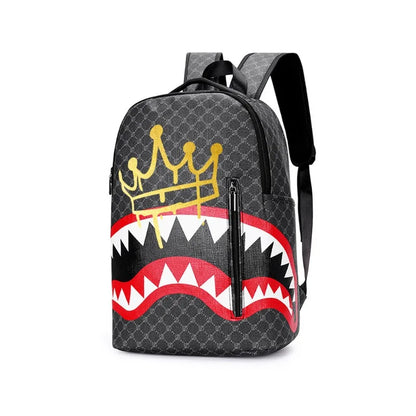 New Double Shoulder Bag Casual Shark Business Large Capacity Men'S Backpack Campus Schoolbag Travel Bag