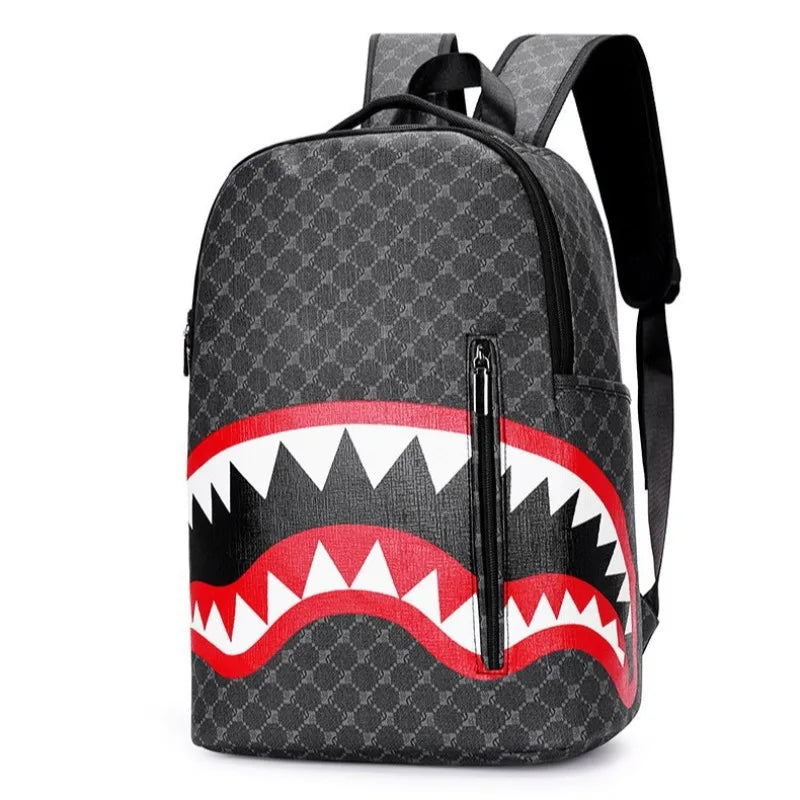 New Double Shoulder Bag Casual Shark Business Large Capacity Men'S Backpack Campus Schoolbag Travel Bag