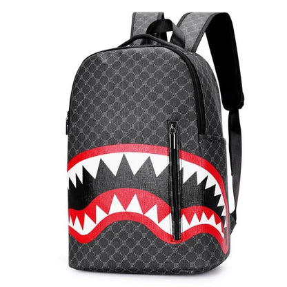 New Double Shoulder Bag Casual Shark Business Large Capacity Men'S Backpack Campus Schoolbag Travel Bag