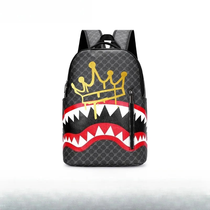New Double Shoulder Bag Casual Shark Business Large Capacity Men'S Backpack Campus Schoolbag Travel Bag