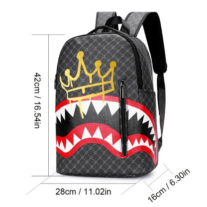 New Double Shoulder Bag Casual Shark Business Large Capacity Men'S Backpack Campus Schoolbag Travel Bag